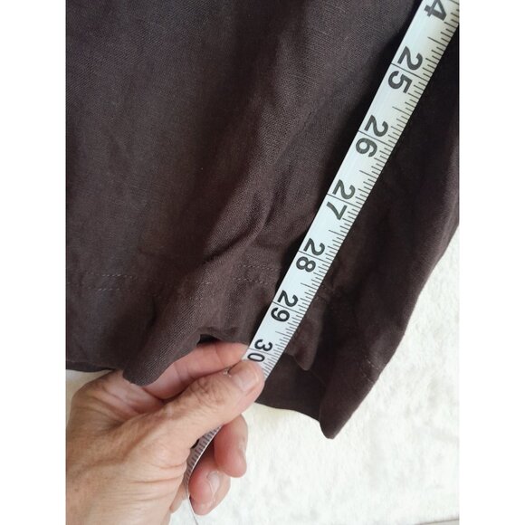 Perry Ellis 42x30 Linen Roll Tab Hem Casual Coastal Vacation Pants Brown Pockets - Picture 6 of 8